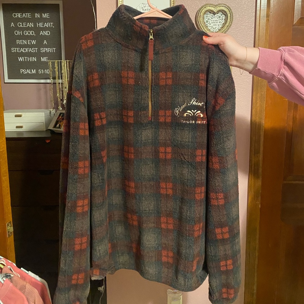 Plaid Quarter-Zip Pullover- Taylor Swift Official Merch: RED Era